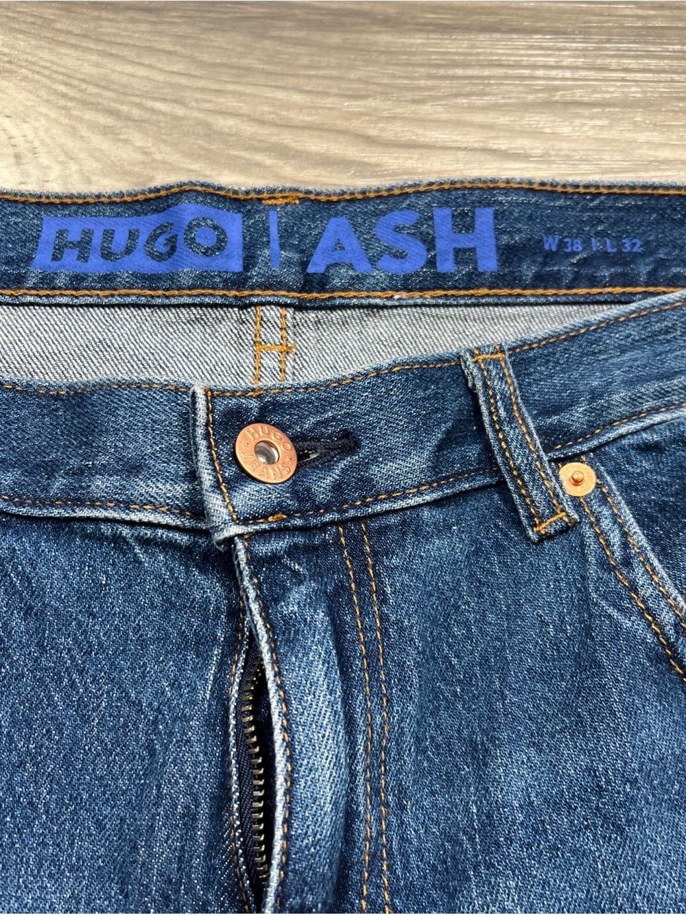 HUGO BOSS HUGO ASH SLIM STRAIGHT DARK BLUE JEANS MEN'S SIZE 38X32 NWT - Picture 4 of 6